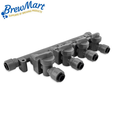 GAS MANIFOLD - 4 WAY DUOTIGHT 8mm