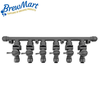 GAS MANIFOLD - 6 WAY DUOTIGHT 8mm