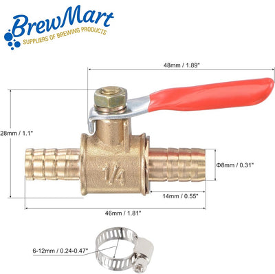 BALL VALVE - 5/16" BRASS
