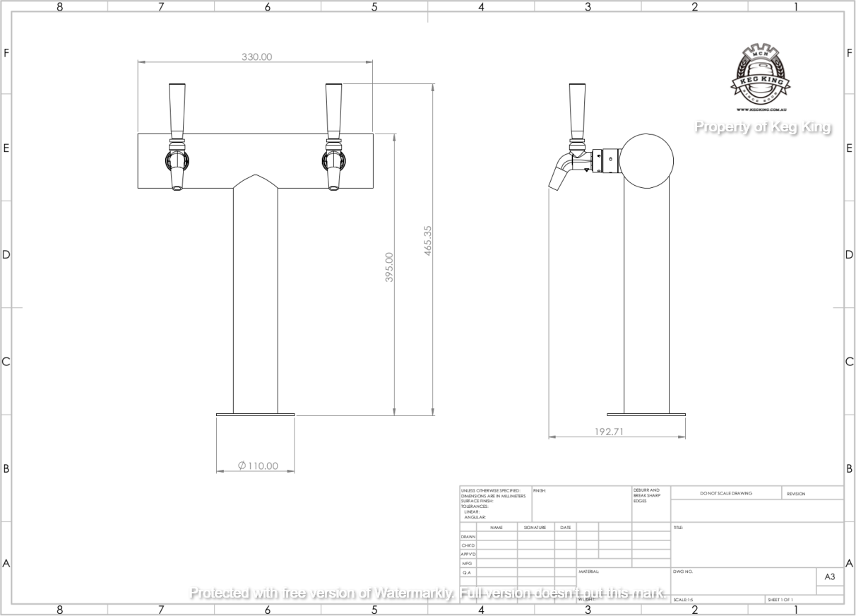 2 TAP ULTRA T FLOODED FONT - COMPLETE