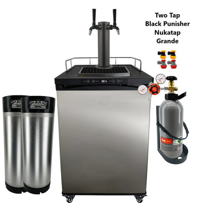 KEGERATOR X - 2 TAP GRANDE WITH BLACK PUNISHER NUKATAPS