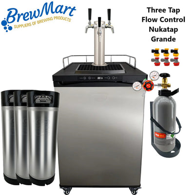 KEGERATOR X - 3 TAP TOWER GRANDE WITH FLOW CONTROL NUKATAPS