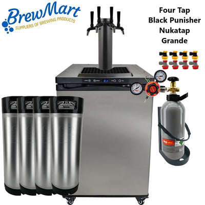 KEGERATOR X - 4 TAP GRANDE WITH BLACK PUNISHER NUKATAPS