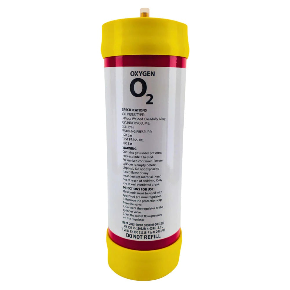 OXYGEN 3.3 litre DISPOSABLE GAS BOTTLE