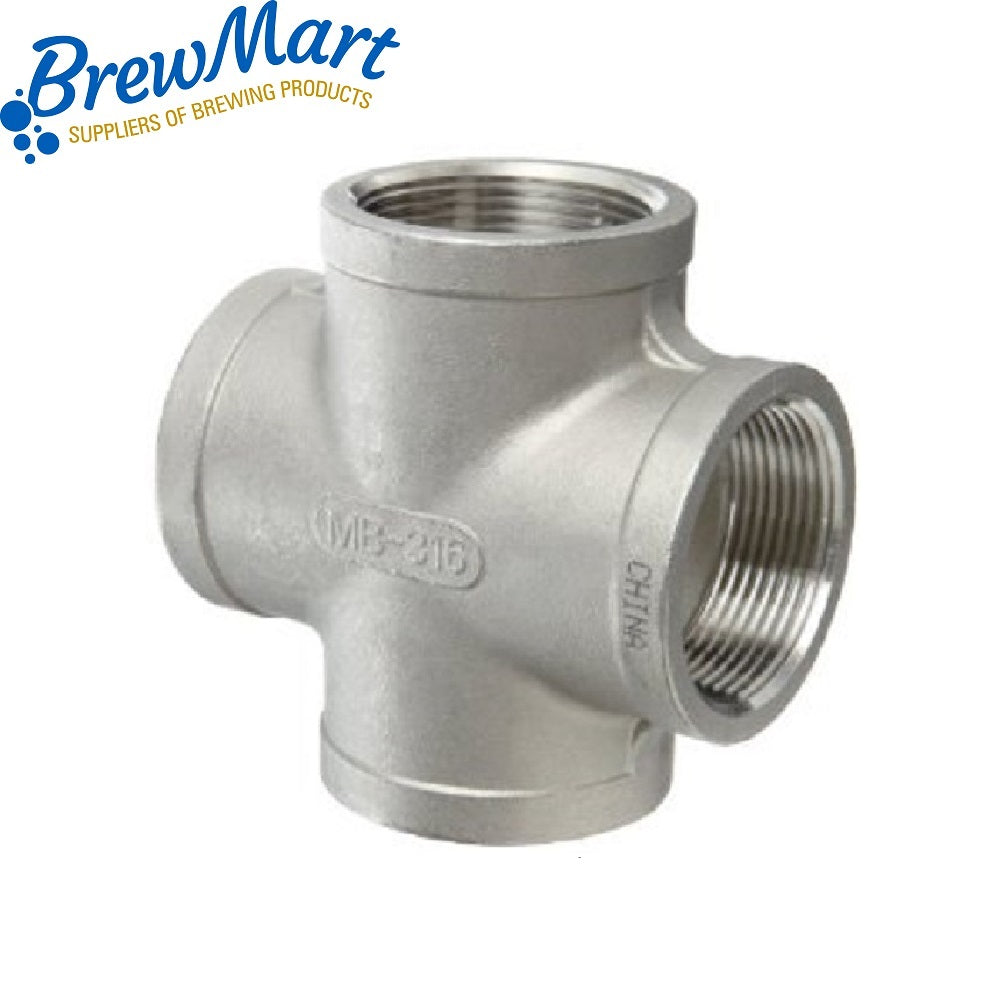CROSS 1/2 4 WAY BSP S/STEEL