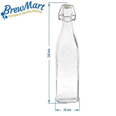 SQUARE GLASS SWING TOP BOTTLE - 500ml