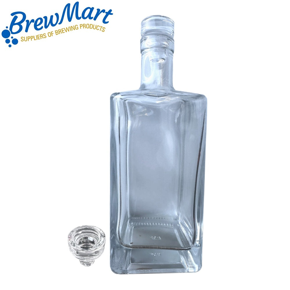 BOTTLE - SPIRIT 500ml SQUARE WITH GLASS STOPPER