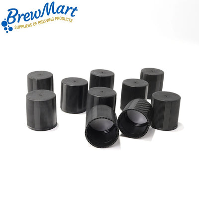 STILL SPIRITS THREADED BLACK PLASTIC CAPS x 10
