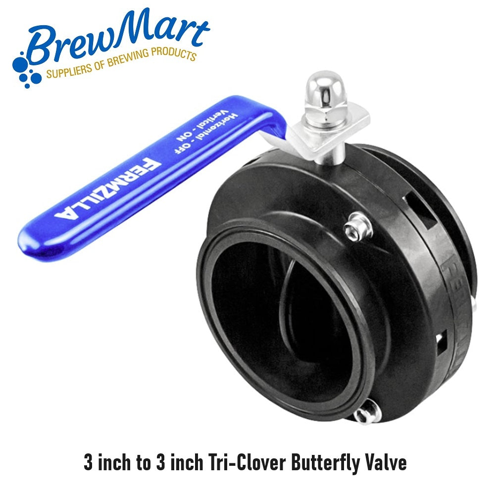 FERMZILLA BUTTERFLY VALVE 3 INCH TRI CLOVER