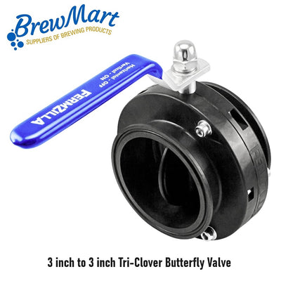 FERMZILLA BUTTERFLY VALVE 3 INCH TRI CLOVER