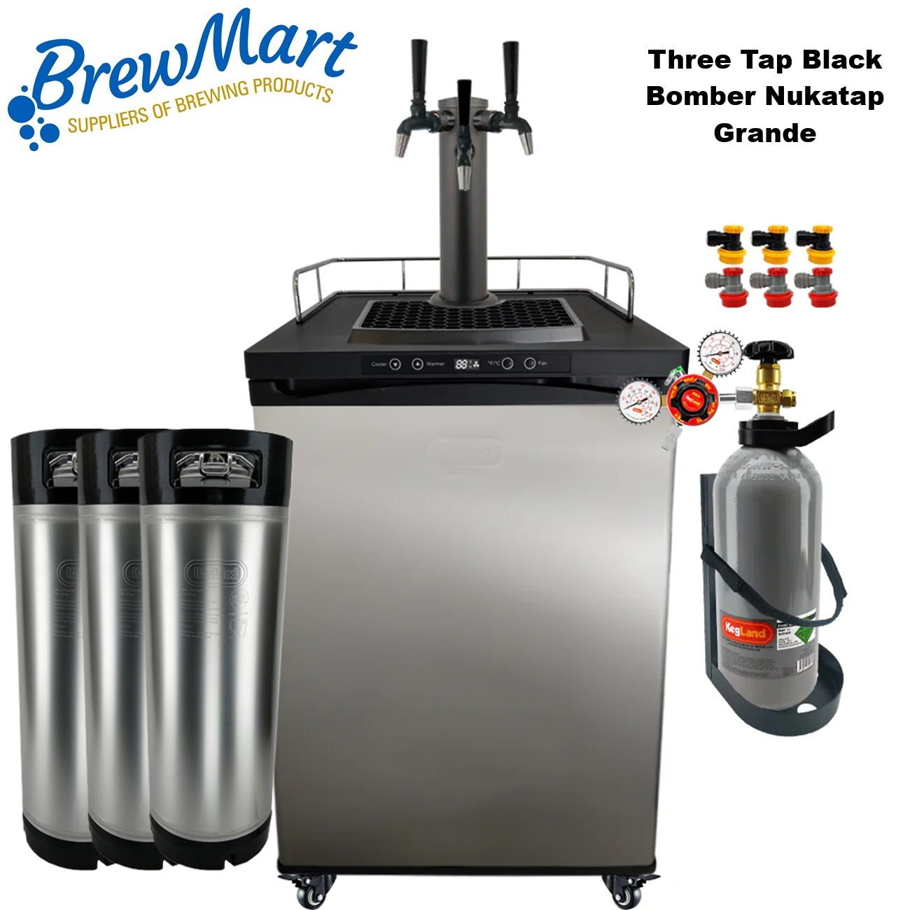 KEGERATOR X.1 - 3 TAP TOWER GRANDE WITH BLACK BOMBER TAPS