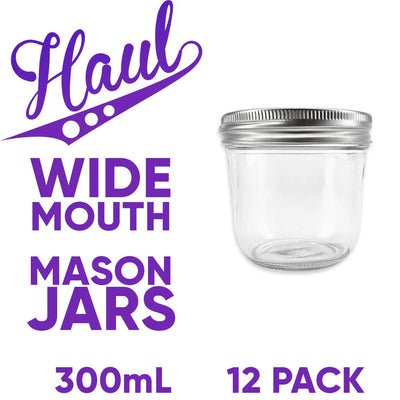 MASON JARS & LIDS 300ml - 12 PACK