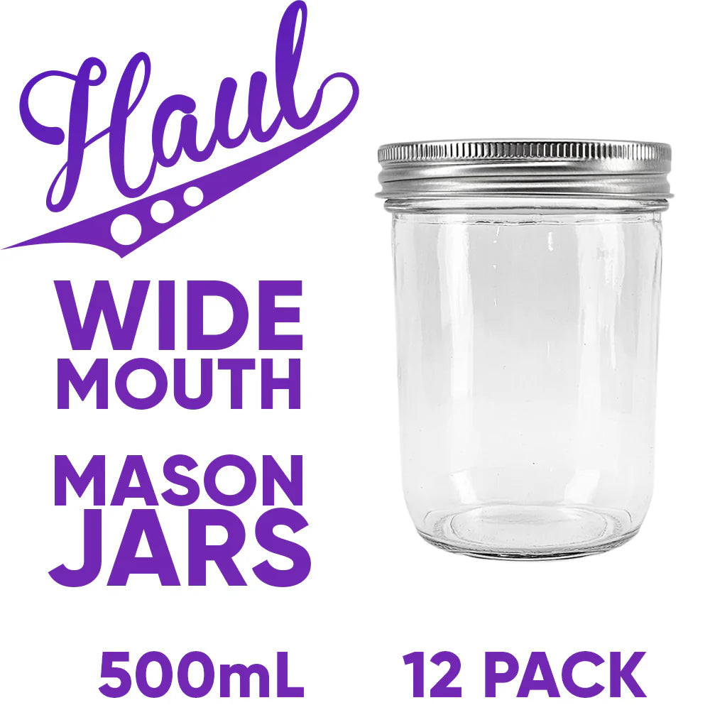 MASON JARS & LIDS 500ml - 12 PACK