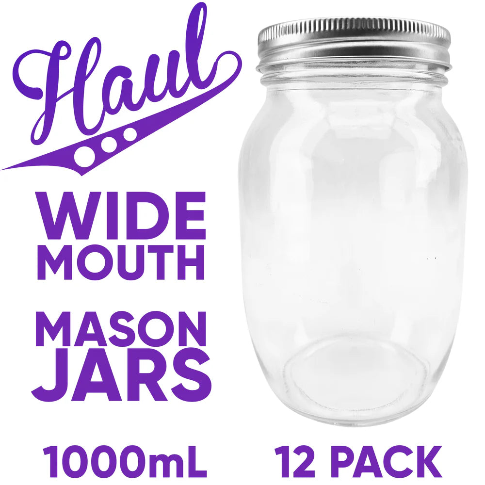 MASON JARS & LIDS 1000ml - 12 PACK