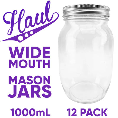 MASON JARS & LIDS 1000ml - 12 PACK